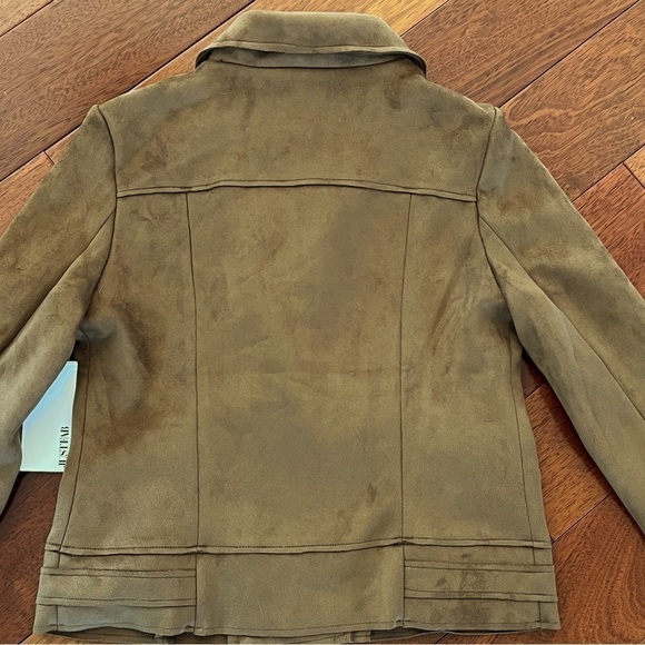 NWT Justfab Faux Suede Moto Jacket Brown Size M - Picture 7 of 9